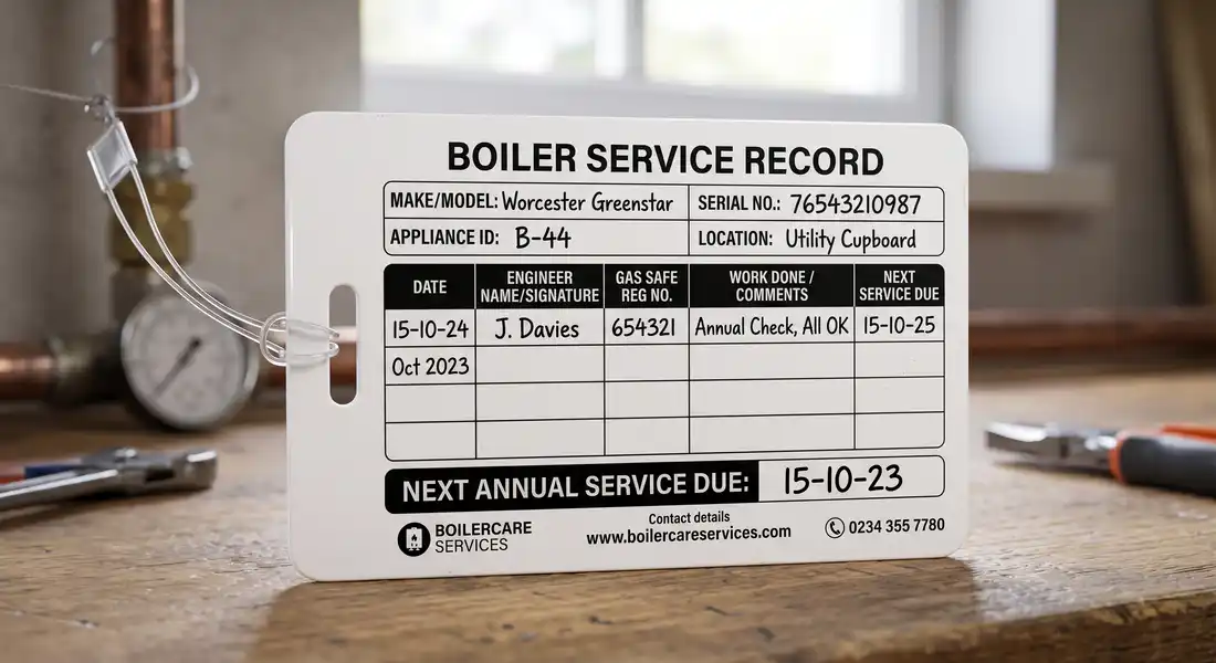 boiler service tag example