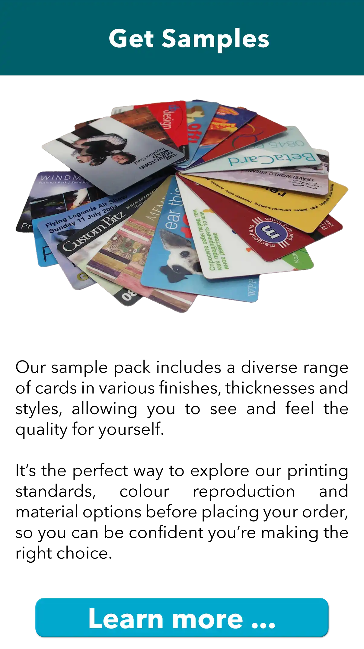 get plastic card samples