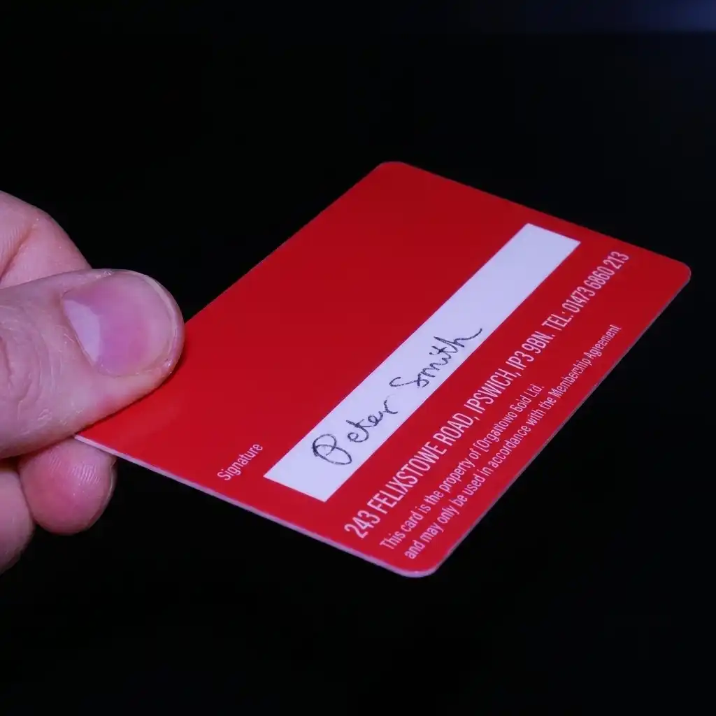 plastic cards with signature strips