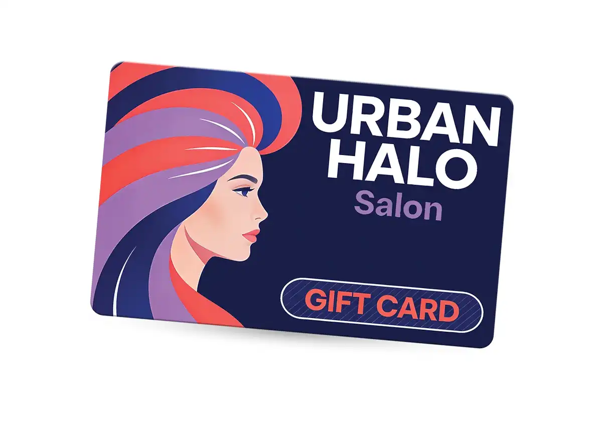 a plastic gift card for Urban Halo Salon