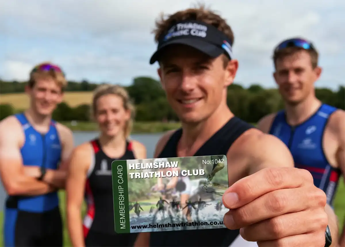 helmshaw triathalon club membership card with logo